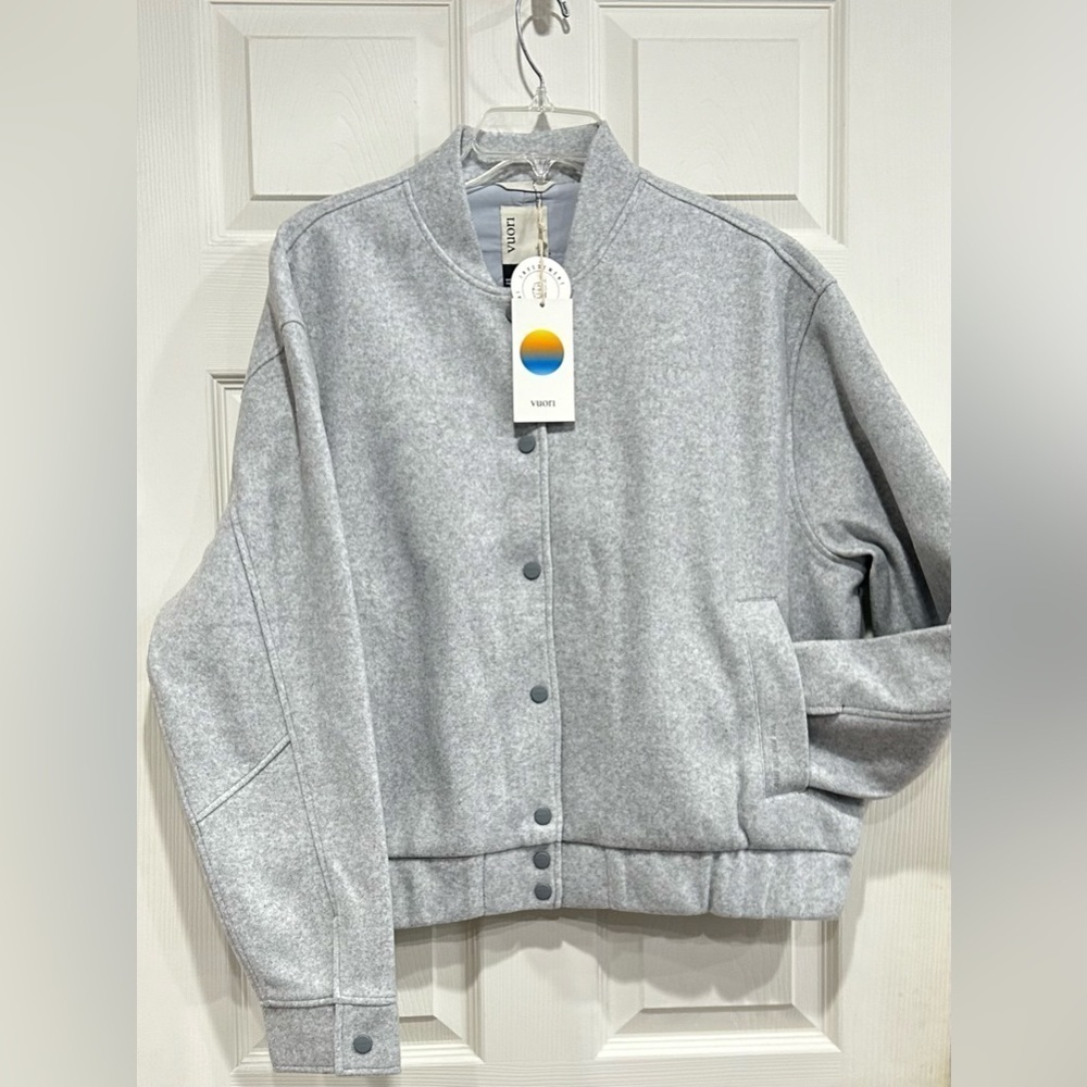 Vuori Women's Large Soho Melton Jacket Light Grey NWT Synthetic Wool Sporty